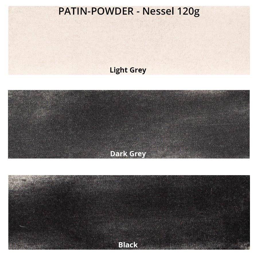 PATIN-POWDER 3er-SET - kalte Farben - Farbkarte auf Nessel