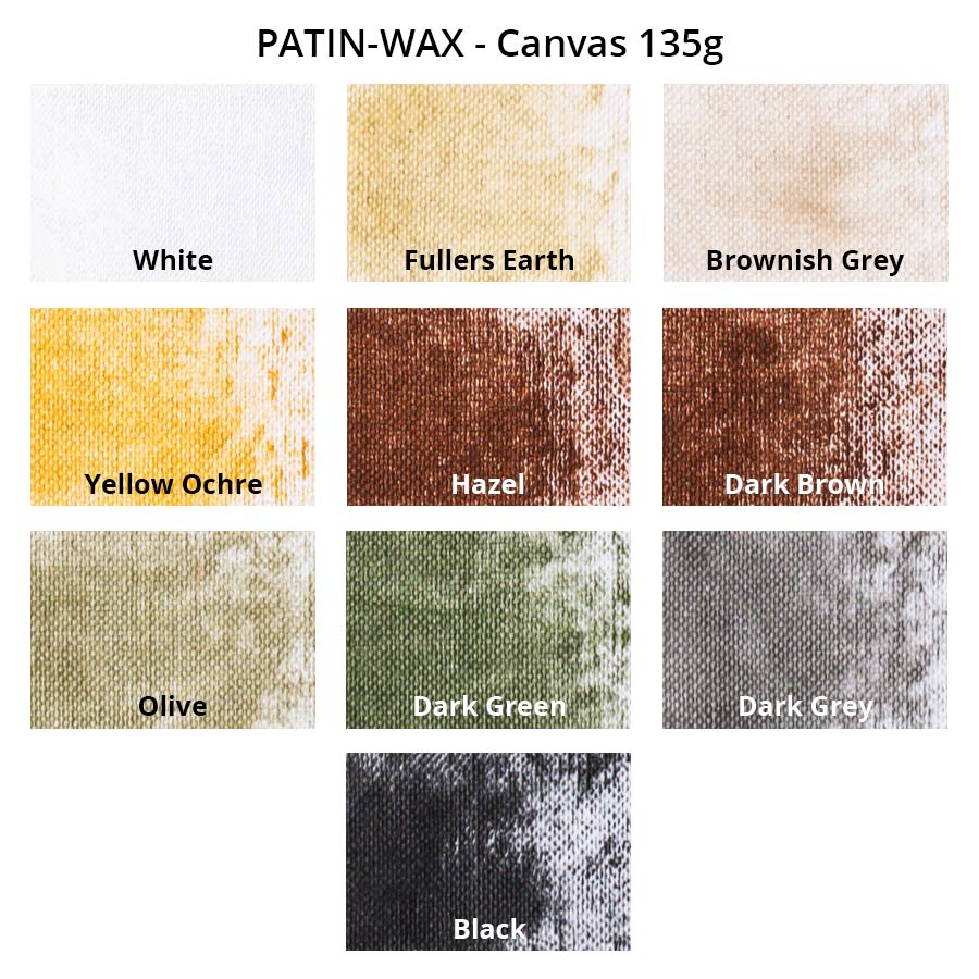 PATIN-WAX 10er-SET - Farbkarte auf weißer Canvas