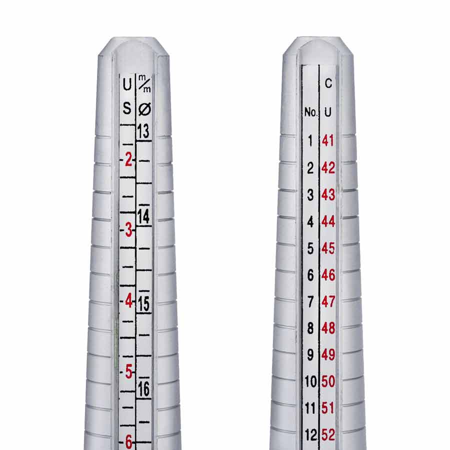 Ring stick aluminium with 4 measuring units scales