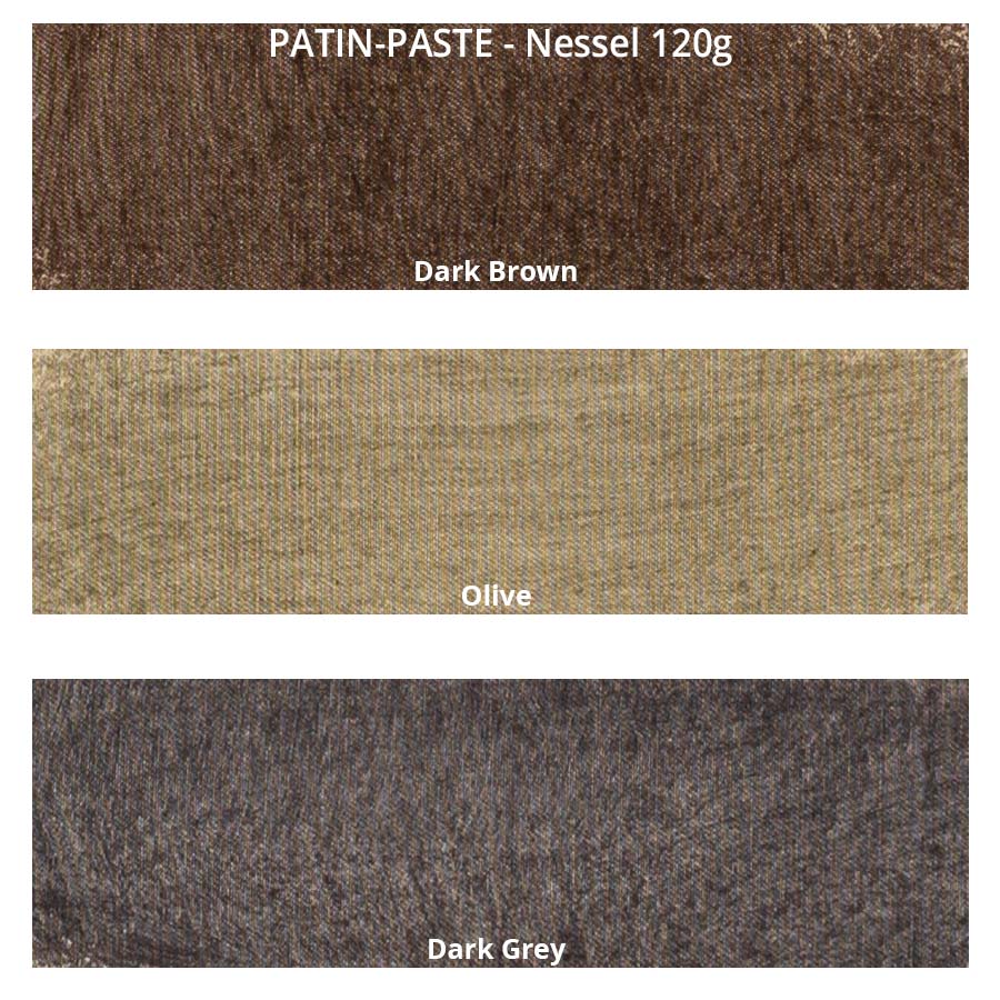 PATIN-PASTE 3er SET - Dunkle Farben - Farbkarte auf Nessel