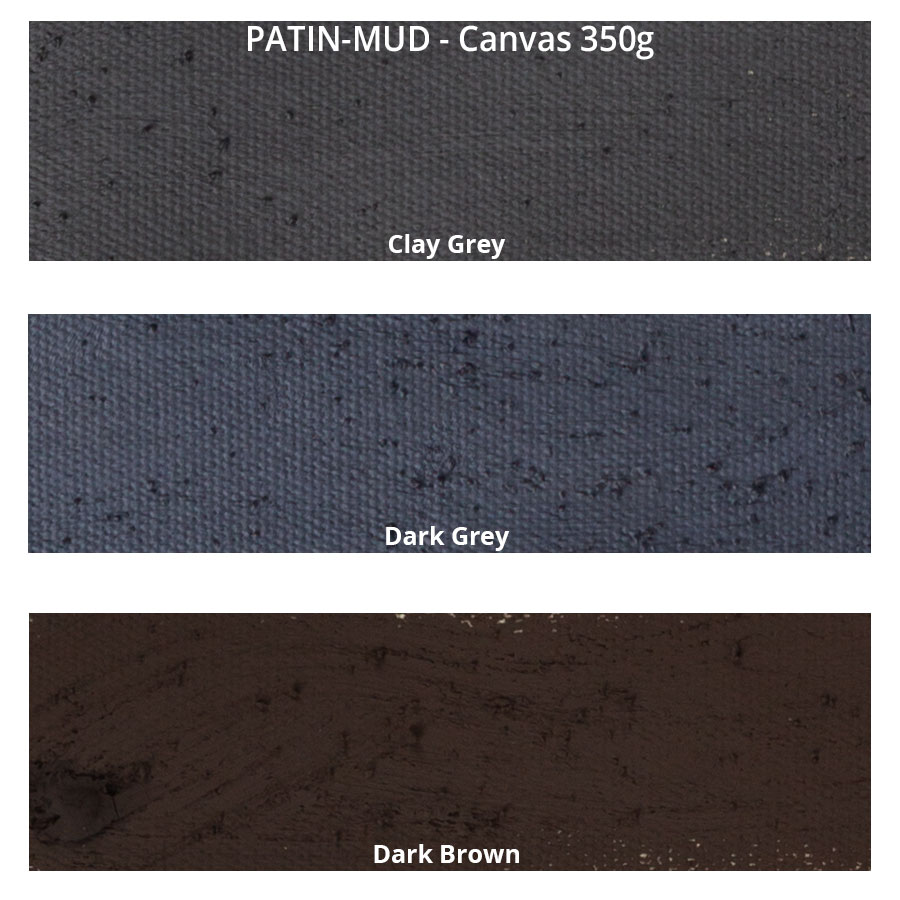 PATIN-MUD 3er Set - Dunkle Farben - Patinierschlamm - Farbkarte auf Canvas