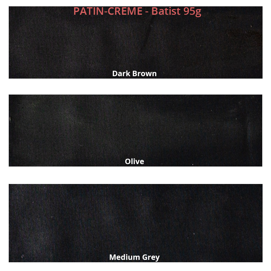 PATIN-CREME 3er-SET - dunkle Farben - Patiniercreme Farbkarte auf Batist