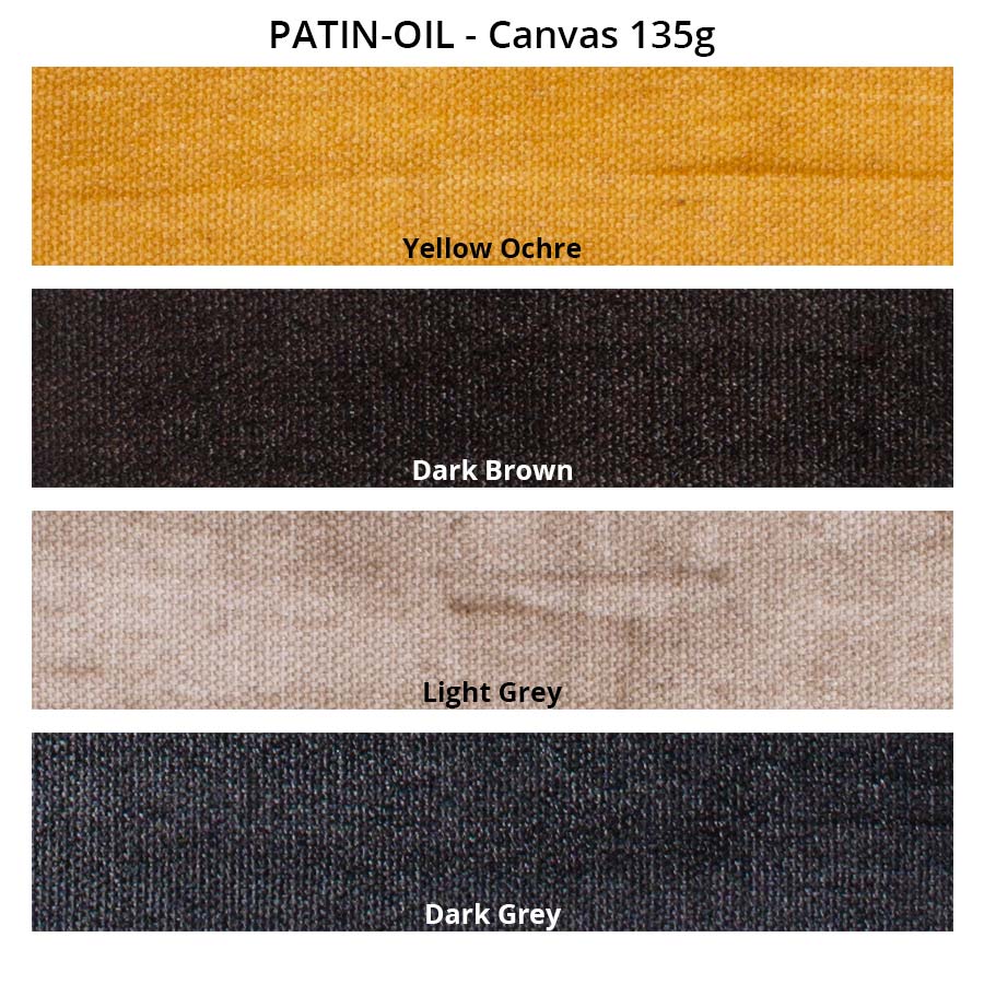 PATIN-OIL (avec Pigments) - Huile patine - nuancier sur toile blanche