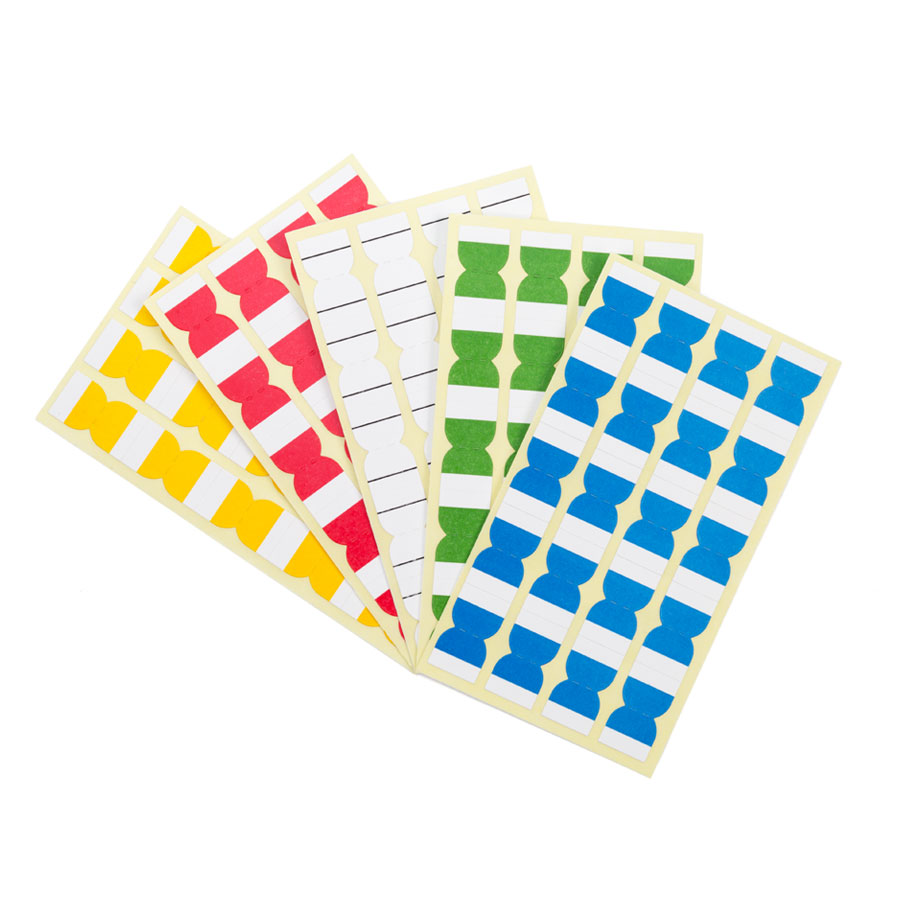 Registeretiketten in fünf Farben