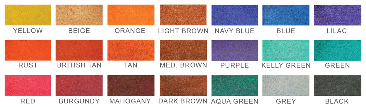 Fiebings Suede Dye - Nuancier - Farbkarte - Colour Chart