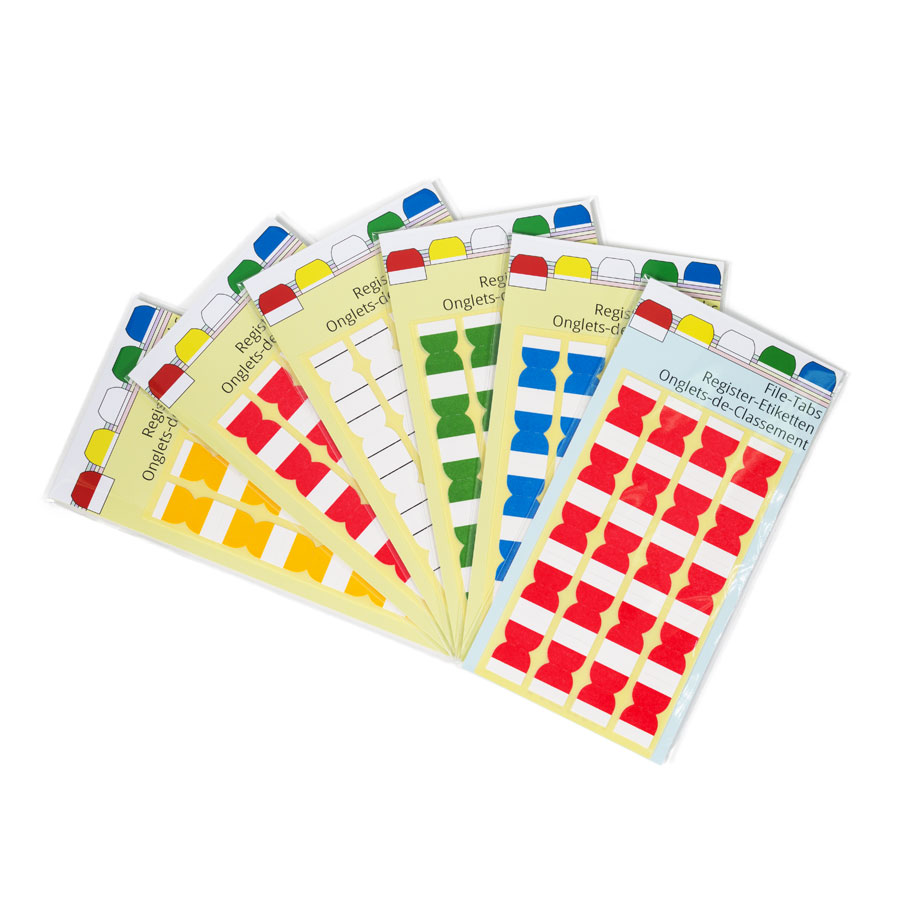 Registeretiketten in fünf Farben plus 5er Pack