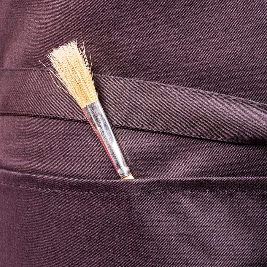 Künstler-Schürze anthrazit - Detail - Tasche