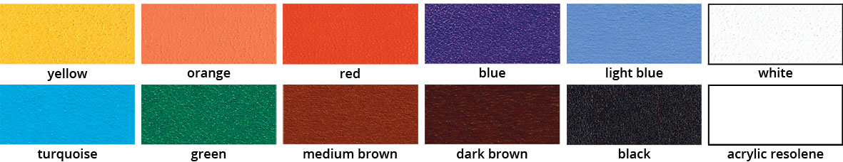 Colour Chart for Fiebings Acrylic Dye Set