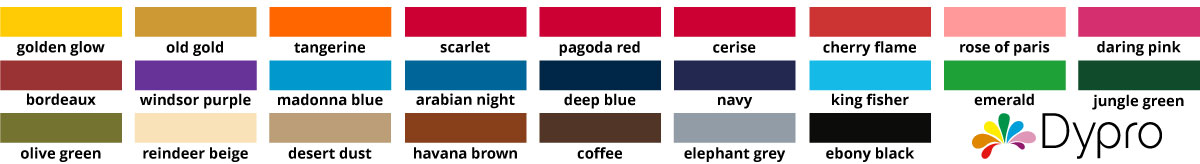 Farbkarte / Nuancier / Color Chart - Dypro Textile Dyes2023