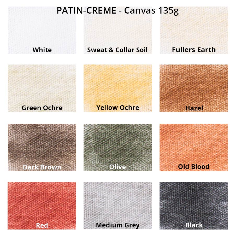 PATIN-CREME - Distressing Creme colour chart on white canvas