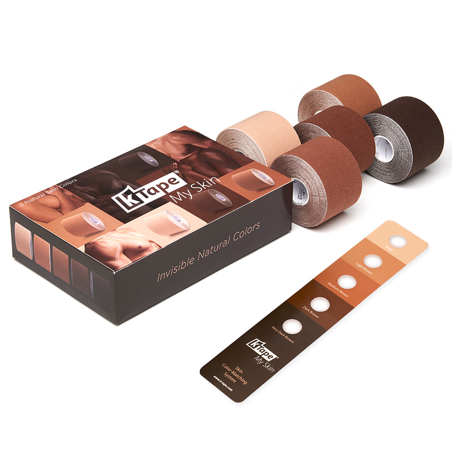 5er Set Hautfarben Brust-Intim-Kinesio Tape - K-Tape MySkin - Alle Rollen plus mit Farbkarte