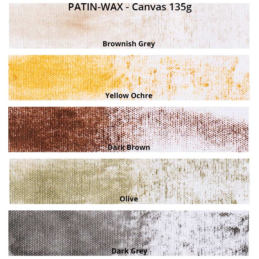PATIN-WAX SET of 5 - colour chart on white canvas