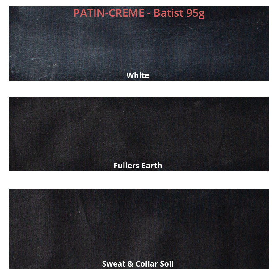 PATIN-CREME 3er-SET - helle Farbtöne - Patiniercreme Farbkarte auf Batist