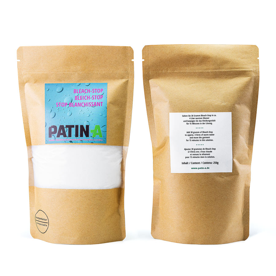 PATIN-A Bleach Stop Natriumthiosulfat 250g Vorder- und Rückseite