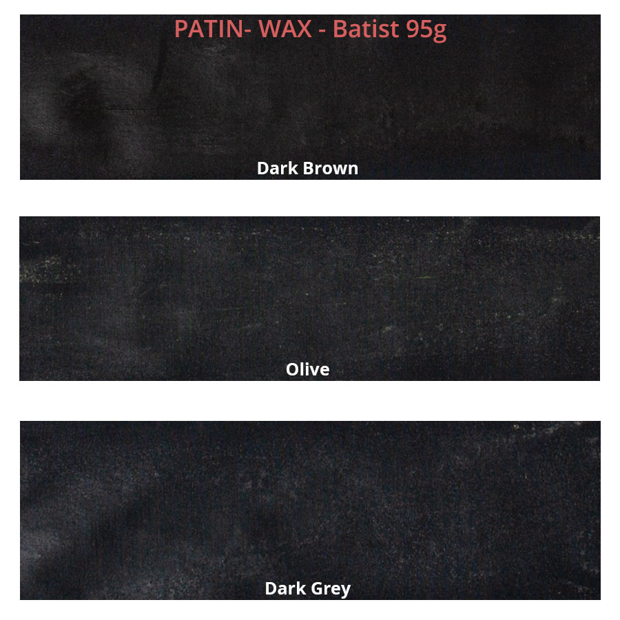 PATIN-WAX 3er-SET - dunkle Farben - Farbkarte auf Batist