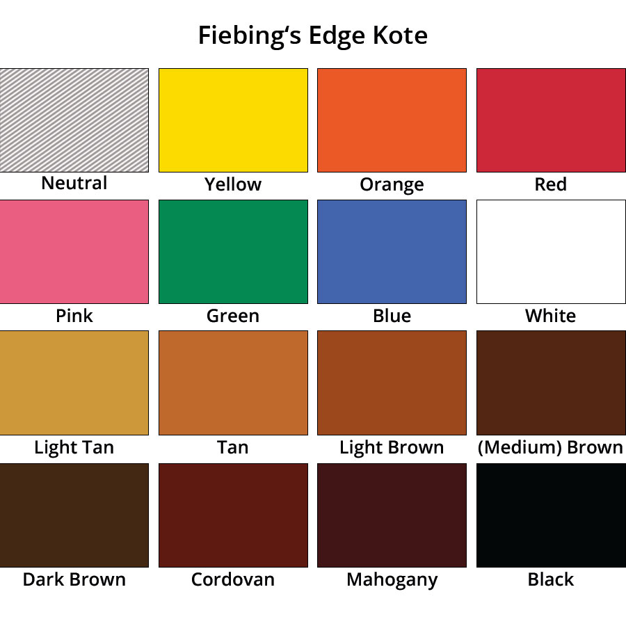 Fiebing's Edge Kote - Farbkarte - Color Chart - Nuancier