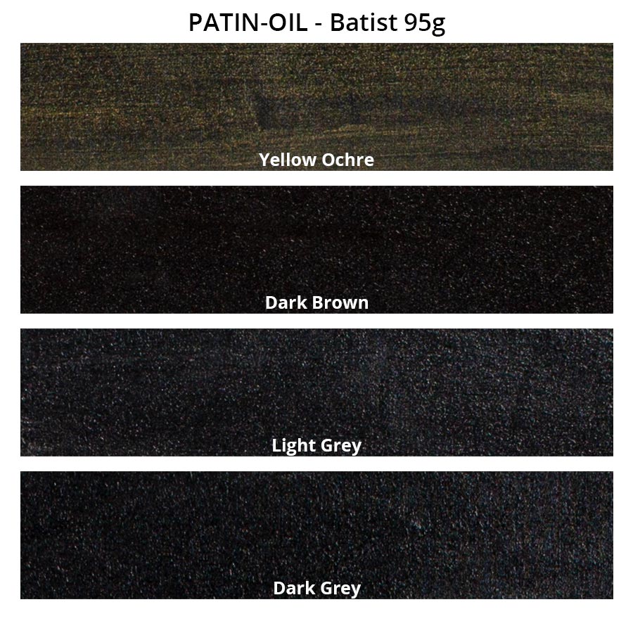 PATIN-OIL SET (with Pigments) - Distressing Oil - colour chart on Batist