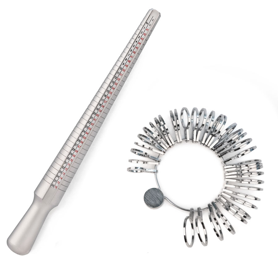 Metal ring gauge and ring stick made of aluminium with scale Units of measurement