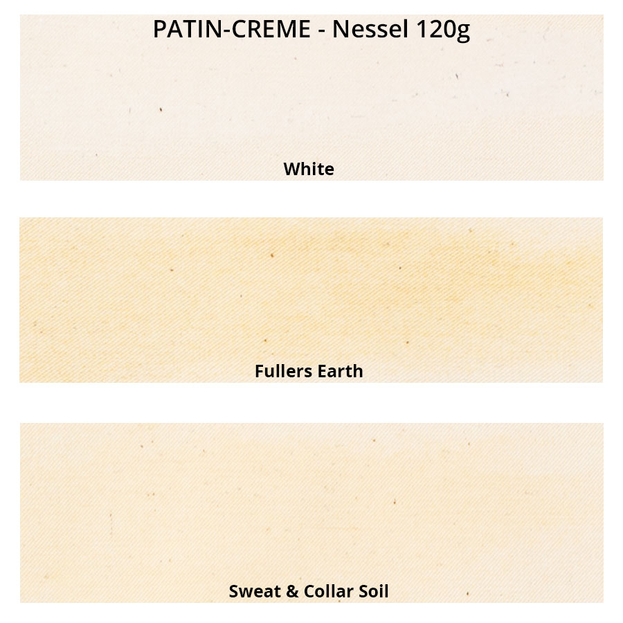 PATIN-CREME SET of 3 - Light Colours - Distressing Creme colour chart on Nessel