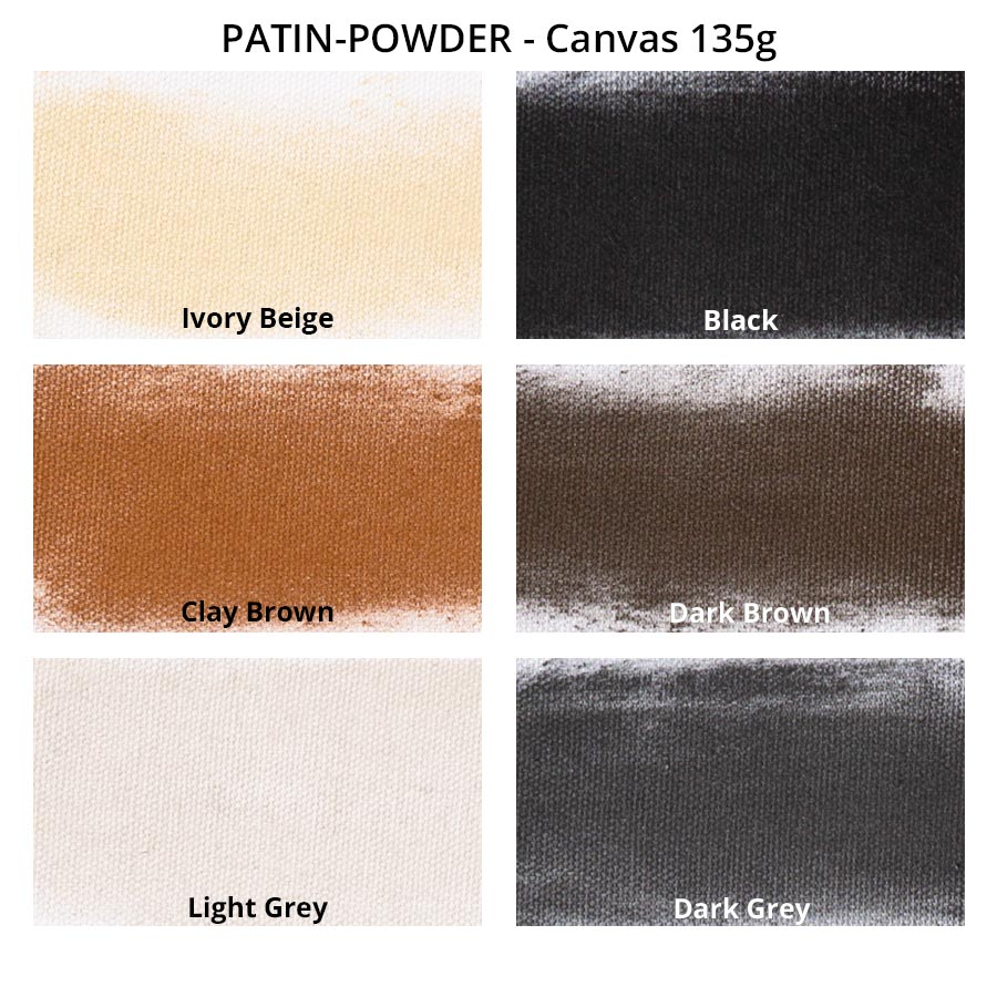 PATIN-POWDER-PACK SET- Patinierpuder - Farbkarte auf weißer Canvas
