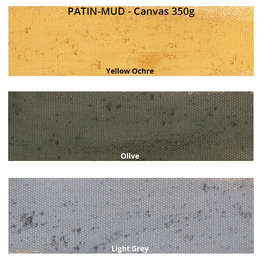 PATIN-MUD 3er Set - Helle Farben - Patinierschlamm - Farbkarte auf Canvas