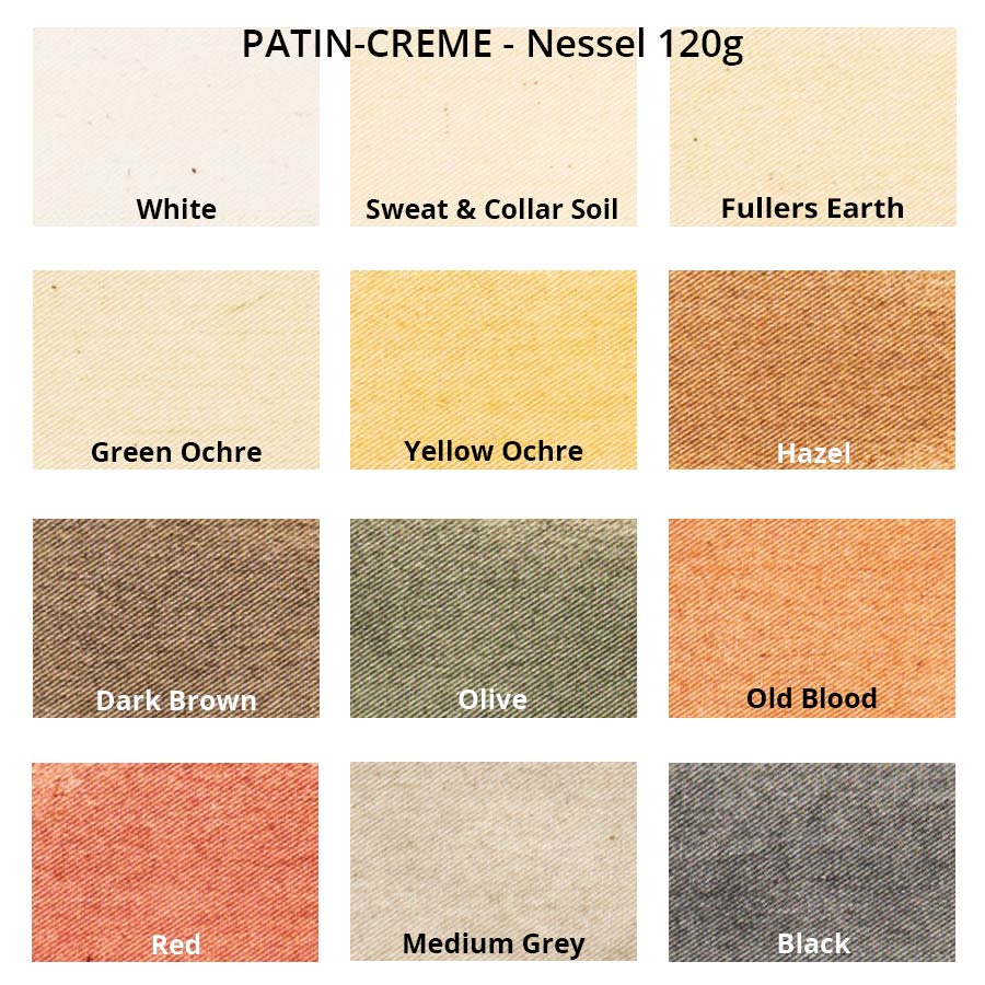 PATIN-CREME -  Distressing Creme colour chart on Nessel