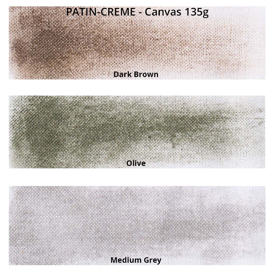 PATIN-CREME 3er-SET - dunkle Farben - Farbkarte auf weißer Canvas