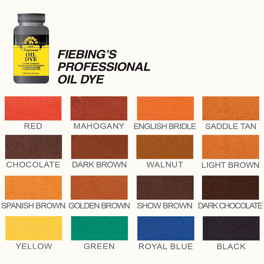 Fiebings Pro Dye / Fiebing's Prof. Oil Dye (Öl-Alkohol Lederfarbe) Frabkarte