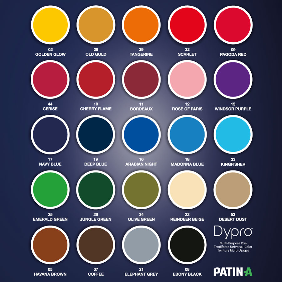 Dypro (Dylon) Farbkarte / Color Chart / Nuancier