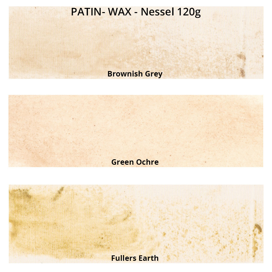 PATIN-WAX SET of 3 - Light Earth Tones - colour chart on Nessel