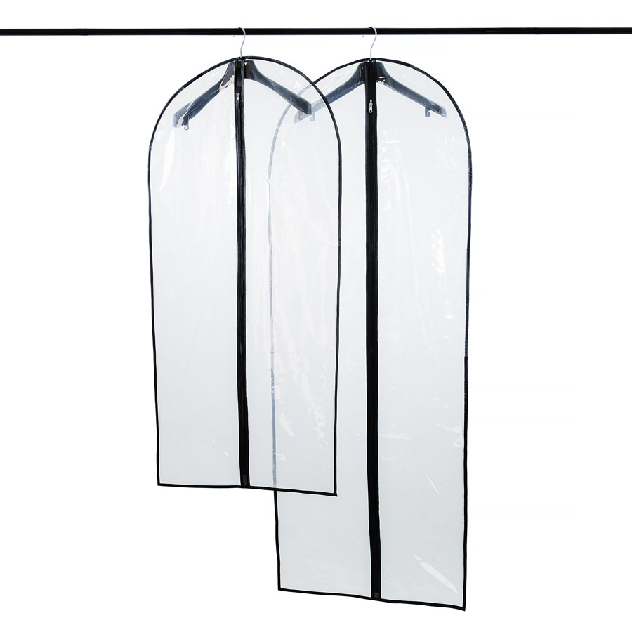 Stabile Transparente Kleiderschutzhuellen , zwei Groessen 120 cm / 150 cm, Reissverschluss geschlossen