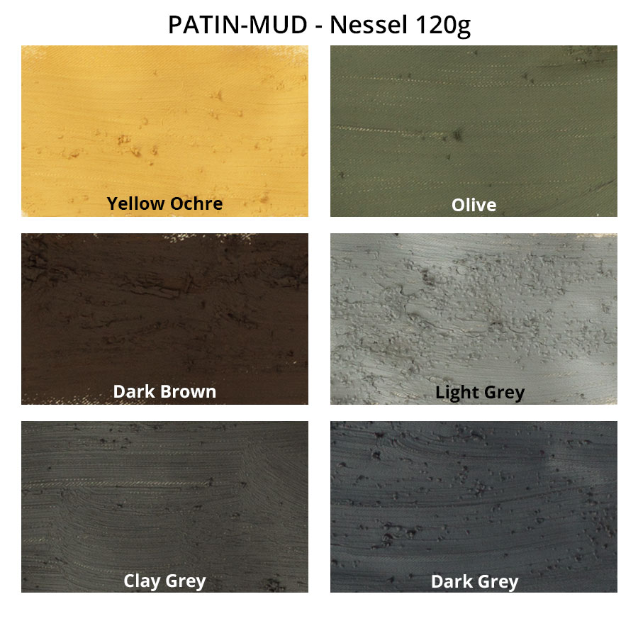 PATIN-MUD - Distressing Mud - colour chart on Nessel